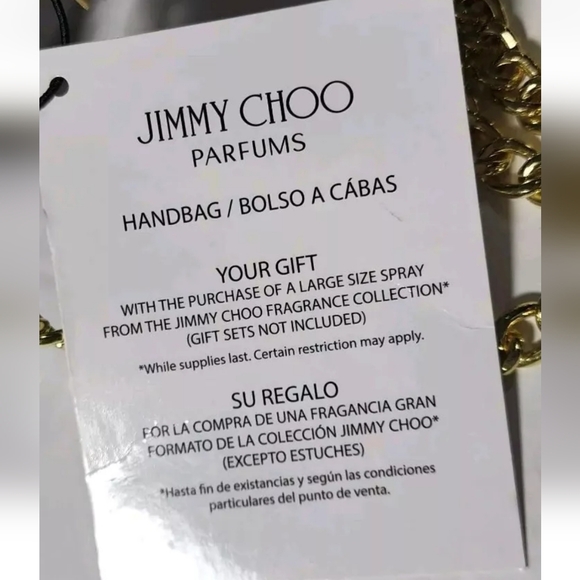 JIMMY CHOO Parfums Crossbody Vinyl Small Purse Bag Gold Chain Evening Ba… - Picture 7 of 8